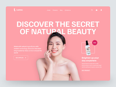 Lashes - Cosmetic Landing Page beauty cosmetic cosmetic packaging cosmetology dental e commerce ecommerce hero hero section makeup modern product product design skin skin care skincare store wellness woman