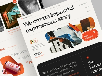 Hurricane Creative Agency Landing page advertising agency clean creative creative agency design digital agency exploration homepage landing page orange startup ui ui design ux ux design web website