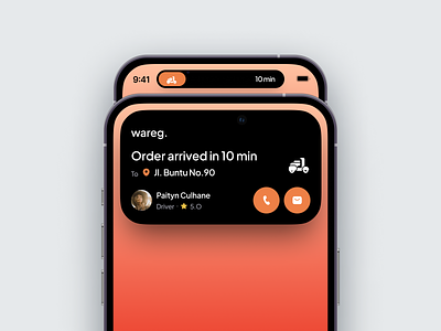 Wareg - Food Delivery - Dynamic Island app apple delivery design dynamic fast food food food app food delivery app interaction ios iphone island mobile mobile app restaurant app shipping ui ux widget