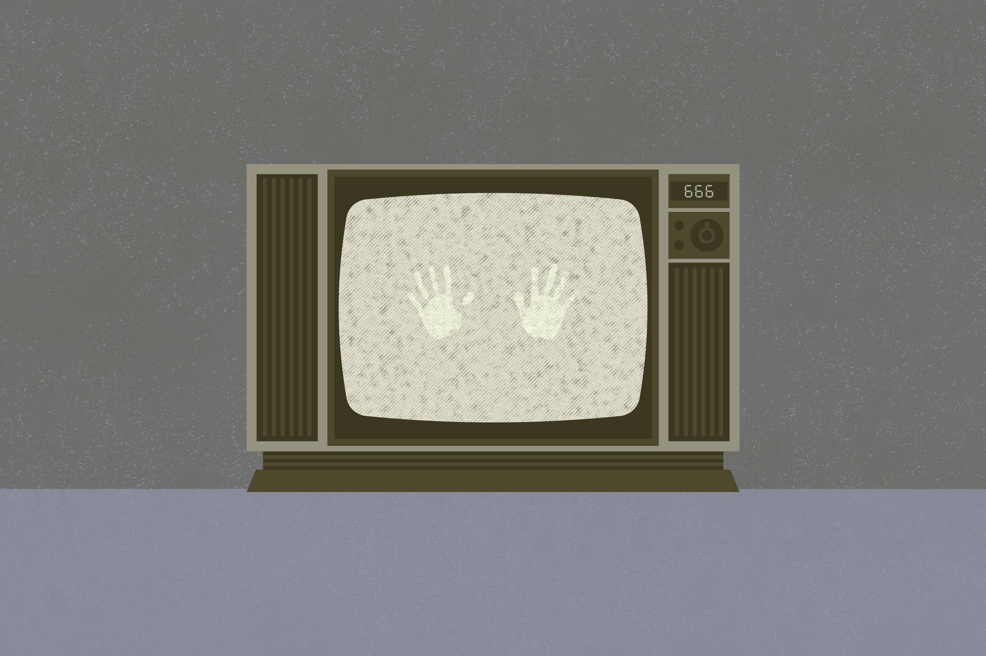 Fright-Fall Day 11 // Poltergeist animation frightfall gif halloween handprint illustration photoshop animation poltergeist procreate scary movie spooky vectober vintage tv