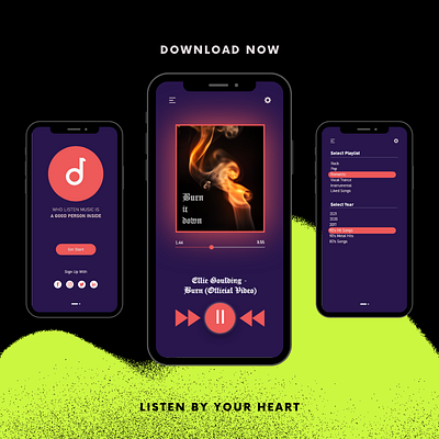 Music Player App Design design graphic design illustration ui user interface ux ux design