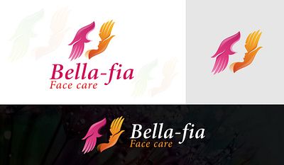 Bella-fia Face care logo design bella fia face care logo design branding butterfly logo cosmetic cosmetic logo curly face fashion fertility graphic design healthcare logo natural premium skin spa spa logo wellness women yoga