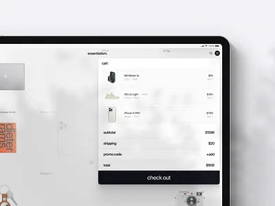 Cart. Essentialism. [concept store] cart checkout e comm e commerce goods minimal pop up shop store ui uxui white