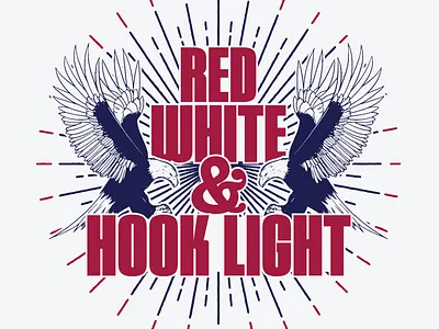 Red, White, & Hook Light beer brewery design digital illustration eagle eagles firework illustration independence day july 4 merchandise
