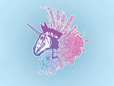 Pride Unicorn digital illustration flowers horse horse skull illustration lgbtq pride skull trans unicorn
