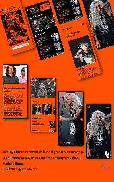 App News app appdesign figma graphic design metal news rock ui