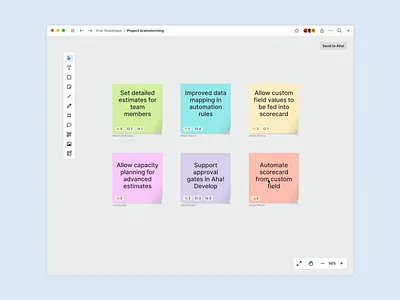 Exploration: Drag and drop interaction to export text into Aha! brainstorming collaboration drag and drop enterprise exploration export ideas saas whiteboard