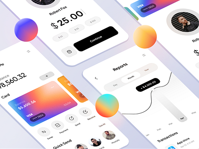 Finance Mobile App Design - Light Mode 3d app banking card credit card finance financial fintech gradient light mobile app mobile bank mobile ui money money transfer online banking payment app send money ui wallet