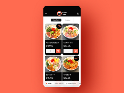 Sushi Taka Web Menu Concept dailyui food menu menu poke bowl ui ux web