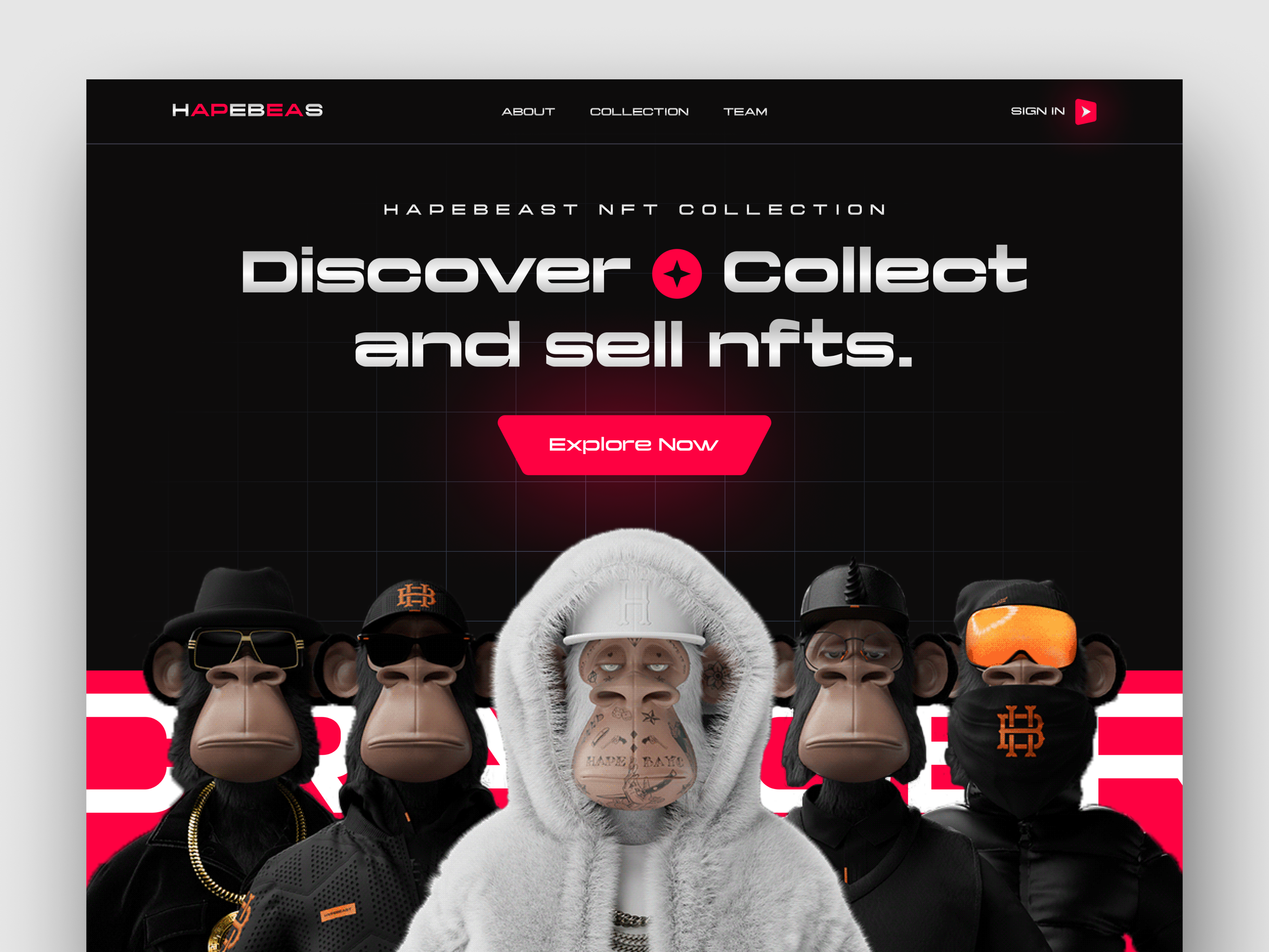 NFT Marketplace Website - Header Exploration crypto crypto art crypto currency defi design digital art ethereum hapebeast home page landing page landingpage nft nft landing page template token trending ui ux web design website