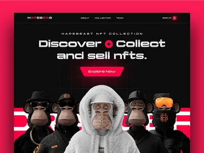 NFT Marketplace Website - Header Exploration crypto crypto art crypto currency defi design digital art ethereum hapebeast home page landing page landingpage nft nft landing page template token trending ui ux web design website