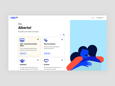 Tela inicial - Escolha de serviço application dashboard design design system exam health interface login portfolio ui