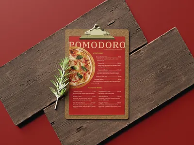 Pomodoro Italian Menu Design design dining graphic design menu design