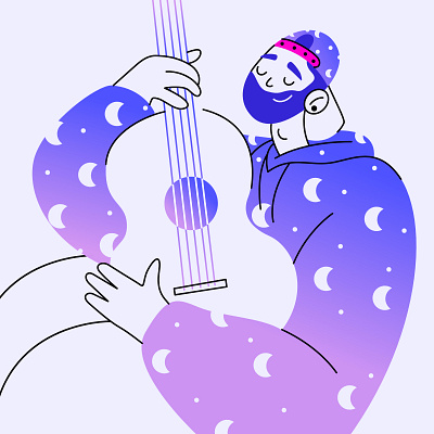 Music of the moon design illustration