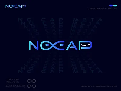 No Cap Meta minimalist logo design technology over reality 3d blockchain blue brand identity branding color logo creative design flat graphic design icon logo meta metaverse minimalist tech technology trust ui vector