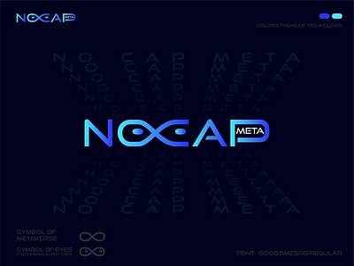 No Cap Meta minimalist logo design technology over reality 3d blockchain blue brand identity branding color logo creative design flat graphic design icon logo meta metaverse minimalist tech technology trust ui vector