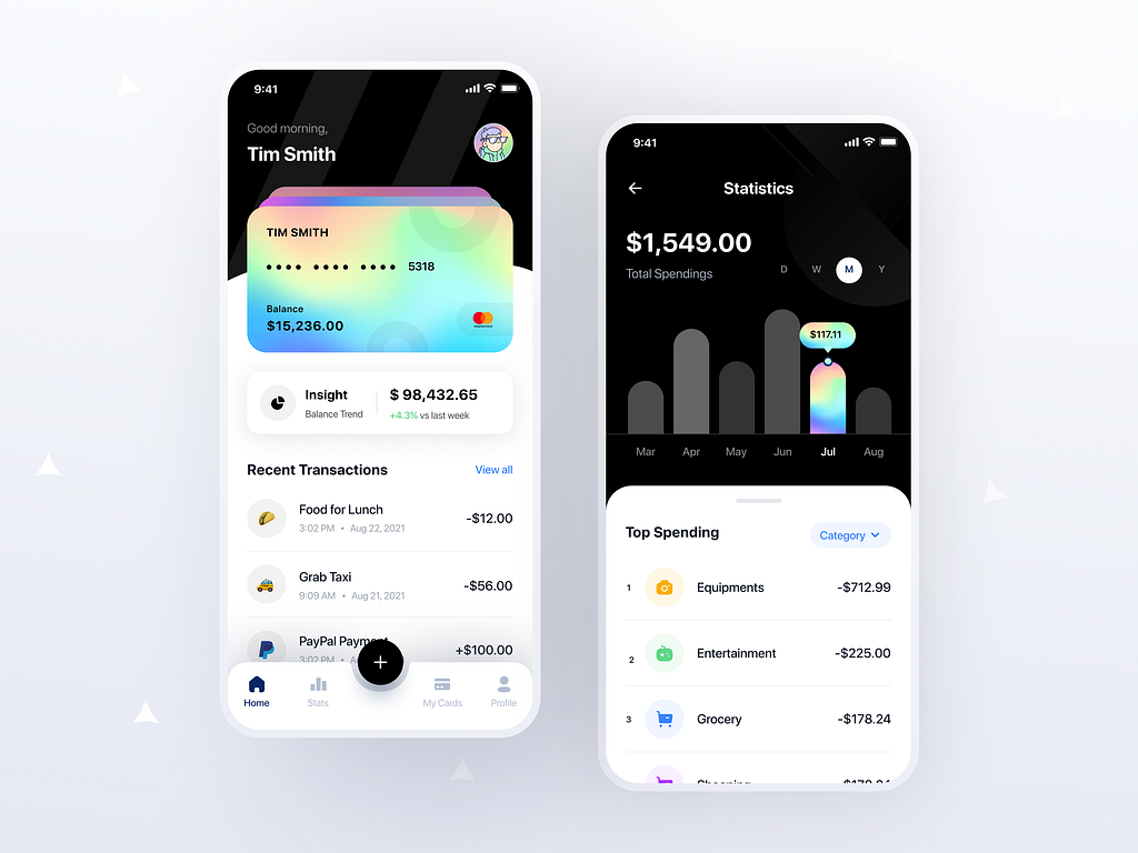 Finance Mobile App by Nishar Multani on Dribbble