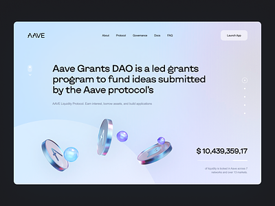 AAVE Website Concept 3d aave bitcoin blockchain clean crypto cryptocurrency dao dapp ethereum future landing page meta modern token ui uidesign ux website