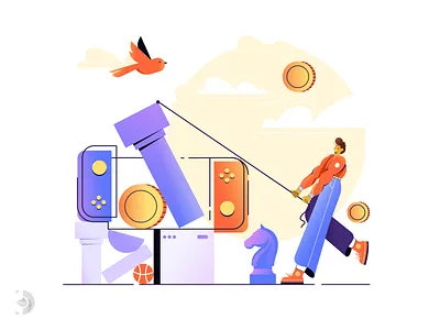 Making Game 2d ball bird character character design chess coin design flat design game gamer gaming illustration minimal pack product ps ps vita vector web site