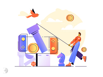 Making Game 2d ball bird character character design chess coin design flat design game gamer gaming illustration minimal pack product ps ps vita vector web site