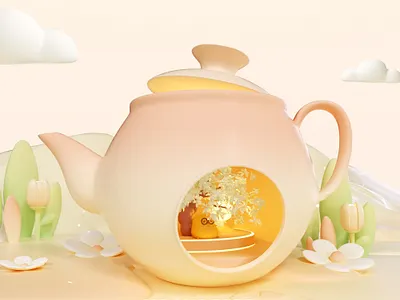 TEA 3d branding character costume design fashion illustration logo style