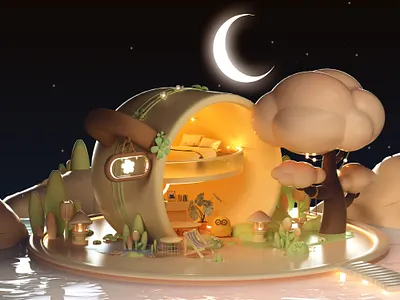 Island 3d design graphic design style