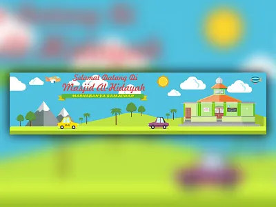 Welcome Banner Ramadan of "Masjid Al Hidayah" #2 banner corel draw flat design graphic design mosque ramadan