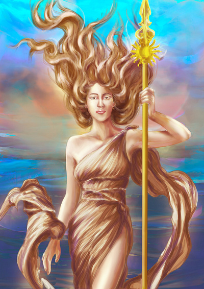 Sun goddess adobe photoshop art beautiful colorful drawing fantasy illustration painting sun