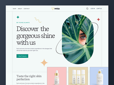 MYSA- Beauty Products Web Exploration beauty beauty website body care clinicwebsite cosmetic cosmetics store design ecommerce landingpage makeup products salon skincare spa uidesign web web design webdesign website website concept