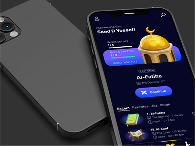 Quranly App Iphone Perspective #2 android design education ios iphone mobile app nft quran reading app ui visual design