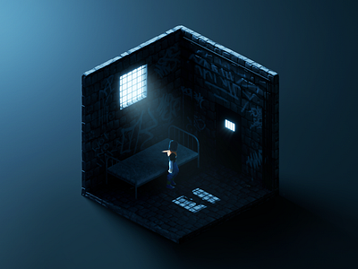 Prison 3d design illustration vector