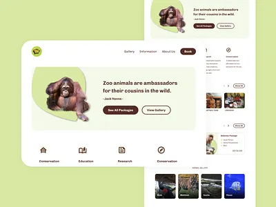 Zoo Web Profile animals branding design fauna gallery green landing page package profile ui uidesign ux uxdesign web web profile website zoo