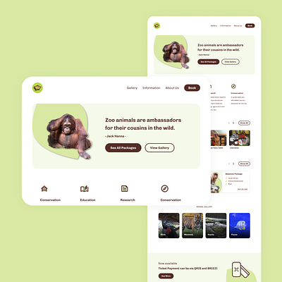 Zoo Web Profile animals branding design fauna gallery green landing page package profile ui uidesign ux uxdesign web web profile website zoo