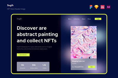 Free Sugih - NFT Hero Header Image app art blockchain crypto currency digital finance future innovation investment modern money technology token transaction ui ui design unique ux ux design
