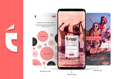 Logo + Mobile Ui of tripp app adobe illustrator adobephotoshop figma mobile ui webdesign