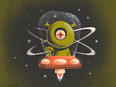 UFO - Fright Fall Drawing Challenge alien cyclops fright fall halloween illustration liftoff retro space spacecraft spaceflight stars texture texturedbrushes ufo vintage