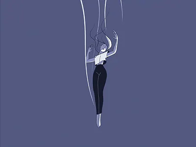 Girl Character Animation animation art cartoon character design drawing fly girl illustration sky water