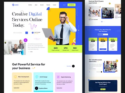 Creative Digital Agency Landing Page agency company creative design designer designservice designstudio designteam digital digitalagency landingpage landingwebdesign marketingagency minimal saas startup ui uiux ux webdesign