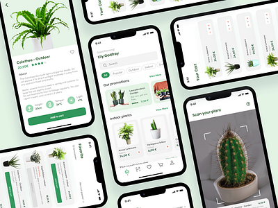 🪴 E-commerce Mobile App branding creative design e commerce figma graphic design illustration mobile app plant ui ux