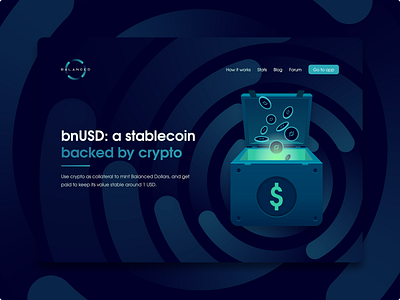 Balanced | Stablecoin page blockchain branding content design crypto design hero illustration landing page minimal web web design website
