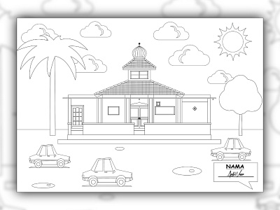 Basic Design of "Masjid Al Hidayah" coreldraw graphic design mosque outline ramadan