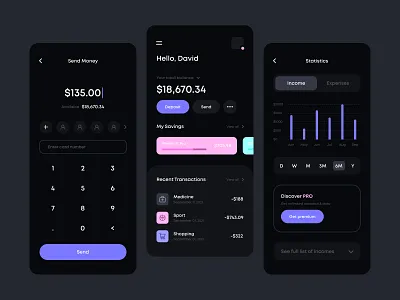 Banking App – Dark mode – Mobile App app clean color concept dasboard design finance fintech graphic design interface minimal mobile mobile banking mobile design money money transfer ui ux wallet web