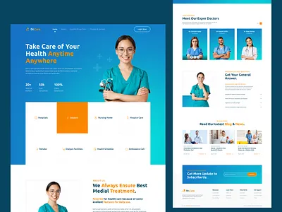 Health Care Website care clean design doctors dribbble header health hospital landing page landingpage medical minimal nurse treatment ui uiux ux web website