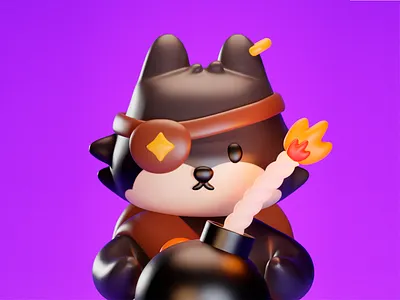 Bomber dog 3d black blender bomb bomber cute dog doggy purple shiba yellow