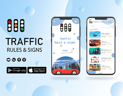 Traffic Rules and Signs Mobile App adobe xd project andorid app branding graphic design mobile app design traffic app tsafety rules app ui ui project uiux