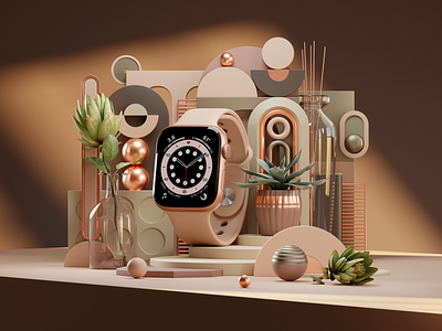 Composition with apple watch 3d 3dart 3dmodeling blender3d design