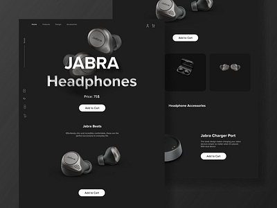 Jabra Earbuds Landing Page Concept branding cpg design figma illustration jabra ux web design