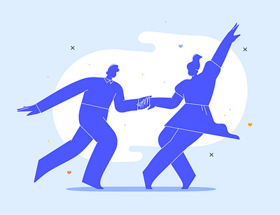 Swing out characters dance flat girl illustration jazz lindy hop logo silhouette swing vector