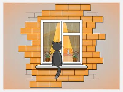 кот на окне app branding design graphic design illustration logo typography vector