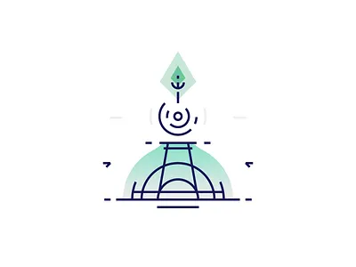 The Tower design green illustration line line art minimalist sci fi tower vector